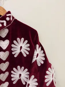 Premium Cotton Velvet Suzani Embroidery Boho <b>Hippie</b> Indian Unisex Women Winter <b>Jacket</b> Windproof Breathable Outerwear Bulk Export - Product Image 2
