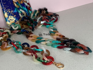 Chaîne en résine faite à la main, bijoux fantaisie élégants, collier en résine coloré, léger, durable, tendance pour femmes et filles, Tradebyd - Product Image 2