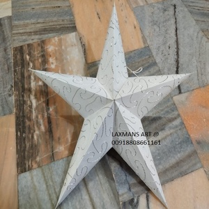 Couleurs blanches à la main broderie papier étoile lanternes lampes suspendues marque LAXMANS écologique pour noël en gros inde - Product Image 1