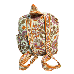 Bohemian Block Print <b>Floral</b> <b>Backpack</b> - sustainable Cotton Travel Bag - Product Image 2