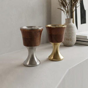Brûleurs d'encens sophistiqués en bois, alliant grain naturel avec des bases métalliques dorées et argentées brillantes, pour la maison - Product Image 4
