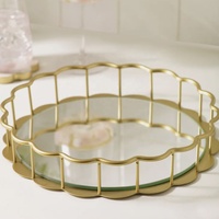 Plateau de luxe multifonctionnel rond en métal doré, design moderne pour fabricants