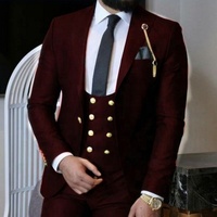 Pakaian Tuksedo Pernikahan Ramping Pria, Pakaian 3 Potong Blazer Prom Formal Musim Dingin (Jaket + Celana + Rompi + Dasi)