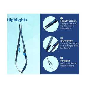 Juego de microinstrumentos Castroviejo: Portaagujas, tijeras y pinzas con revestimiento cerámico para cirugía oftálmica y microcirugía. - Product Image 6