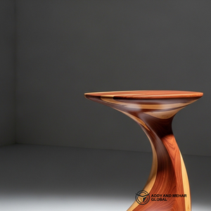 Luxury Sculptural Tapered Solid Wood Side <b>Table</b> Modern Handcrafted Cedar Ottoman & End <b>Table</b> for Designer Home Hotel Decor - Product Image 3