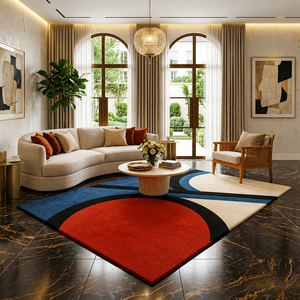 Alfombra Contemporánea Multicolor con Patrón de Arco, Hecha a Mano, Ecológica, Antideslizante, con Respaldo de Látex, para el Hogar y Viajes - Product Image 3