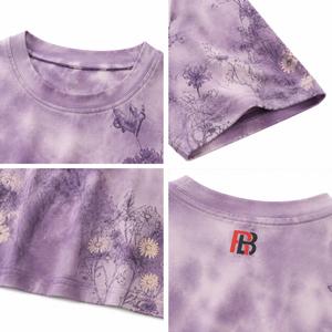 Camiseta Tie-Dye Floral Premium Personalizada para Hombre, 180GSM, Algodón Modal, Corte Relajado, Ropa Urbana de Lujo, Precio al por Mayor OEM - Product Image 4