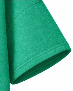 Haut à capuche vert à manches courtes pour homme, pull décontracté, t-shirt léger d'été, streetwear, mélange de coton, avec poche kangourou - Product Image 5