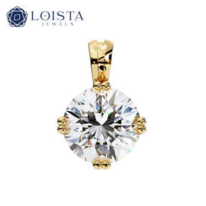 LOISTA จี้เพชรทรงกลมเงินคลาสสิกเครื่องประดับหมั้นสำหรับผู้หญิงสี D หินธรรมชาติ - Product Image 3