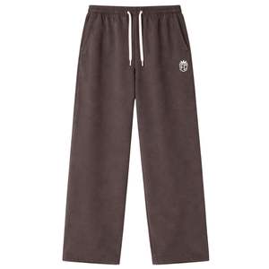 Ensemble veste et pantalon de jogging côtelés marron délavé à col montant zippé pour homme – Style décontracté en coton, streetwear et tenue de sport - Product Image 3