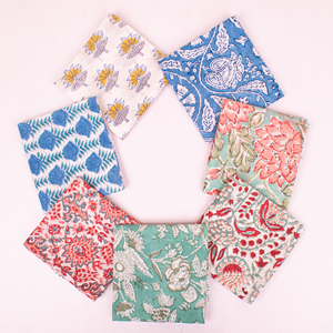 Pañuelo de Algodón Floral Bohemio Hecho a Mano, Ecológico, con Estampado de Bloques, Orgánico, Transpirable, Ligero, Unisex, para las Cuatro Estaciones - Product Image 1