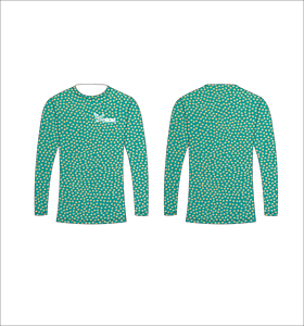 Camiseta Deportiva Personalizada de Manga Larga para Hombre, Color Verde Azulado con Patrón de Puntos, Transpirable, de Secado Rápido, para Entrenamiento Deportivo y Gimnasio - Product Image 1