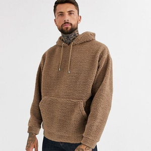 <b>Men's</b> Oversized Sherpa Hoodie Fleece <b>Pullover</b> Solid Color Casual Winter Wear Anti-Pilling Knitted Sherpa Hoodies Sweatshirts - Product Image 1