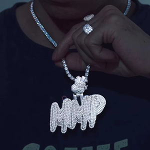 MMP <b>Initials</b> CEO <b>Pendant</b> Fine Jewelry <b>Pendants</b> & Charms Iced Out Moissanite Hip Hop Necklace Rhodium Plated GIA - Product Image 2
