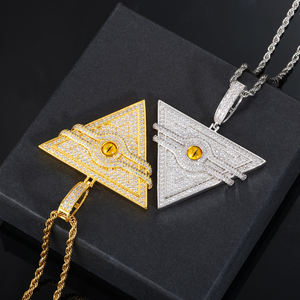 Colgante Piramidal Chapado en Oro con Cristales de Estrás, Diseño de Ojo, Amuleto Hiphop para Regalo Unisex - Product Image 3