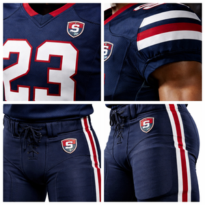 Men’s Custom American Football Jersey and Pants Set Red White Breathable Polyester Team Sports Wear - Product Image 6
