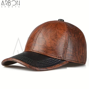 Premium Quality Vintage Distressed With Own Custom Logo Classic Adjustable Genuine Leather Cap For Men For Wholesale Rate - Product Image 2
