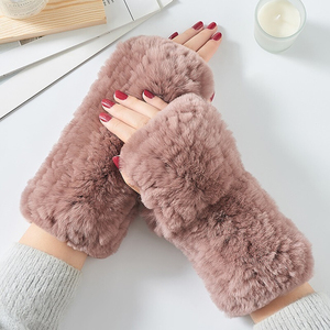 Fashion Women's Winter Fingerless <b>Gloves</b> Faux <b>Fur</b> Trim Warm Knitted Wrist Length Casual Thermal Cotton Spandex Touchscreen - Product Image 4