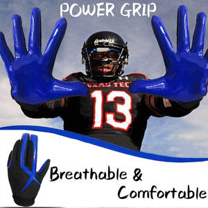Blue Black Football Receiver Gloves Silicone Palm Non Slip Outdoor Sports Gloves - Product Image 2