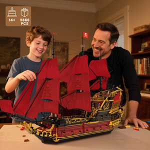 Blocs de construction de bateau pirate des Caraïbes, perle noire, Queen Anne's Revenge, film, mini briques à assembler, jouets pour enfants, cadeau - Product Image 6