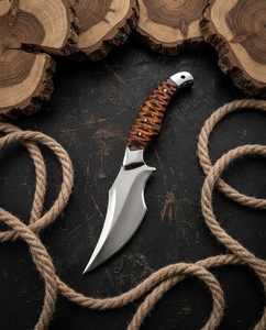 Wholesale Hand Forged Steel Fixed Blade Hunting <b>Knife</b> <b>Carved</b> Wood Handle Bulk OEM Custom Skinner <b>Knife</b> Manufacturer - Product Image 6