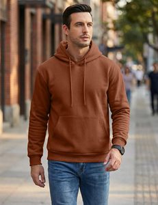 Sweat à capuche décontracté pour homme, haute qualité, 2026, style ample, en molleton 100% coton, grammage lourd, avec impression de logo personnalisé, couleur unie - Product Image 3