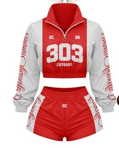 2026 Women's 2-Piece Street Sportswear <b>Set</b> Full-Sleeve T-Shirt and Knee-Length Shorts Breathable Non-Pilling - Product Image 3