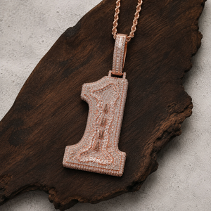 Custom <b>Initial</b> Number 1 Hip Hop Pendant <b>Necklace</b> 925 <b>Silver</b> Iced Out Moissanite Diamond Letter Pendant - Product Image 2