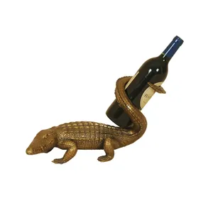 Metal Crocodile <b>Wine</b> Holder Novelty Bottle Stand Decorative Animal Shape Farmhouse Design Waterproof 5L Capacity for Dining - Product Image 1