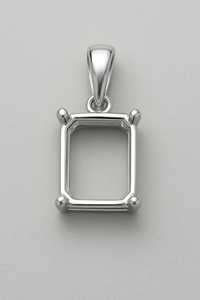 Support de pendentif octogonal en argent sterling 925, 8x10mm, semi-monture pour pierre précieuse solitaire, bijoux fins - Product Image 6