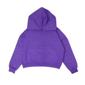 Sweat à capuche unisexe noir épais en coton 100 % avec strass personnalisés pour homme, style streetwear, lettres en strass - Product Image 6