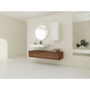 Mobile bagno sospeso da 60 pollici con lavabo in resina e mobiletto laterale, 3 cassetti a chiusura ammortizzata, design a montaggio a parete - Product Image 5