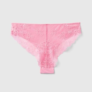 Braguitas de Bikini Rosadas sin Costuras con Ribete de Encaje, Cintura Baja, Ropa Interior Femenina, Grosor Estándar, Tejido de Spandex y Nailon - Product Image 2