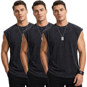 Men’s Sleeveless <b>Tank</b> <b>Tops</b> 3-Pack, Oversized <b>Vintage</b> Washed Muscle Shirts, Heavyweight Cotton Gym Workout T-Shirts - Product Image 4