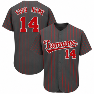 Camiseta de Béisbol a Rayas de Manga Corta Personalizada 2026, con Botones, Transpirable, de Malla, para Entrenamiento al Aire Libre, para Hombre, OEM - Product Image 1