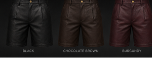Shorts Bermuda Homme de Luxe en Cuir Écologique Brodé Coupe Ajustée Couleur Unie Décontracté Chic Poches Fonctionnelles Doux - Product Image 3