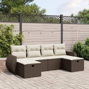 Conjunto de sofás de jardín grandes y modulares de ratán sintético marrón - Product Image 1
