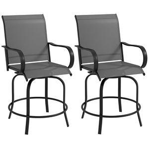 Set di 2 Sgabelli da Bar Moderni Grigi per Esterni, Girevoli a 360° con Caratteristiche Morbide e Robuste per Patio, Seminterrato e Intrattenimento in Cucina - Product Image 1