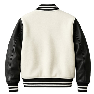 New Design Men's Student Letterman Varsity Baseball <b>Jacket</b> Solid Color 100% Cotton Stand Collar Streetwear Winter High Quality - Product Image 2