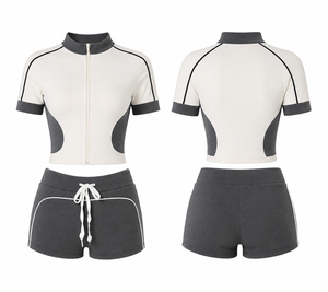 Conjunto Deportivo Personalizado para Mujer, Top Corto con Cierre y Pantalones Cortos, Ropa para Tenis y Yoga, Fabricante y Proveedor Mayorista OEM - Product Image 1