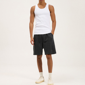 Débardeur côtelé personnalisé avec broderie, débardeurs de sport ajustés, débardeurs unis à col rond en coton côtelé sans manches pour hommes - Product Image 3