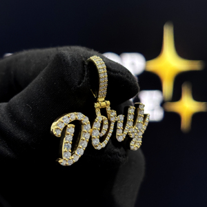 <b>Custom</b> Script <b>Name</b> Pendant 925 Sterling Silver VVS Moissanite Iced Hip Hop <b>Necklace</b> Charm Yellow Gold OEM ODM Wholesale Unisex - Product Image 5