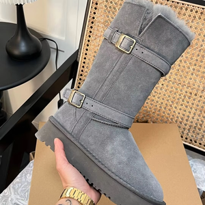 Botas de Nieve para Mujer, Marca Uggs 2026, Transpirables, de Cuero Genuino, con Forro de Peluche, Cálidas, Modernas y Robustas, para Otoño e Invierno - Product Image 4