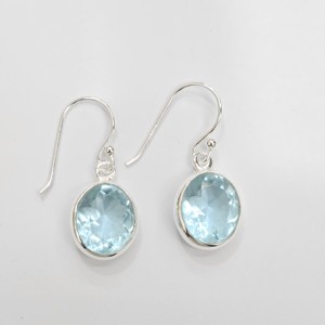 Blue Topaz Gemstone 925 <b>Silver</b> <b>Dangle</b> & Drop <b>Earrings</b> Anti Tarnish Light Weight Sterling <b>Silver</b> Jewelry for Women - Product Image 1