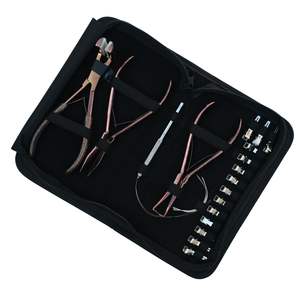 Kit d'outils professionnels pour extensions de cheveux avec pince à micro-anneaux de 7 pouces pour sertissage et retrait, pince à pression pour extensions adhésives et pince de sectionnement pour salon - Product Image 1