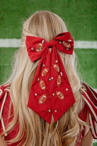 Moño Ligero y Duradero con Pedrería Morada para Animadoras, Moño Grande para el Día del Partido, Cinta con Logotipo para el Espíritu del Equipo Deportivo, Moño para el Cabello del Equipo Deportivo - Product Image 5