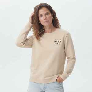 Sweat-shirt à col rond pour femme, imprimé œil de faucon beige, 100% coton, vêtements décontractés pour l'automne - Product Image 1