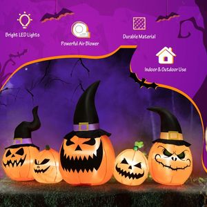 Decorazione gonfiabile da esterno per Halloween a forma di famiglia di zucche di 2,4 metri, impermeabile e illuminata a LED - Product Image 4