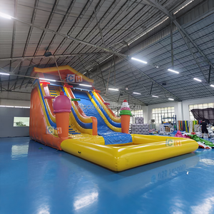 Scivolo Gonfiabile Acquatico a Doppia Corsia a Tema Gelato con Piscina <span class=keywords><strong>per</strong></span> Bambini - Product Image 2