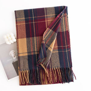 Women Fashion Autumn Plaid Acrylic Scarf Long Thermal Insulation Classic Style Winter Warm Oversized Knit <b>Shawl</b> with Tassel - Product Image 5